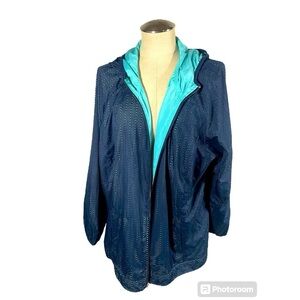 CJ Banks Navy Full Zip Jacket w/ teal underlay Size 2X